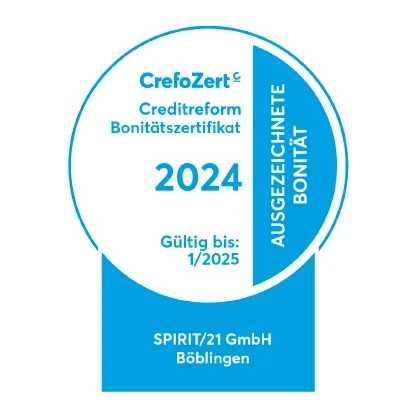 Auszeichnung Creditreform Bonit&auml;tszertifizat 2024 | SPIRIT/21