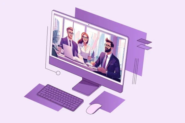 Banner Blog; Mockup eines PC. Auf dem Bildschirm sind mehrere Menschen zu sehen | SPIRIT/21