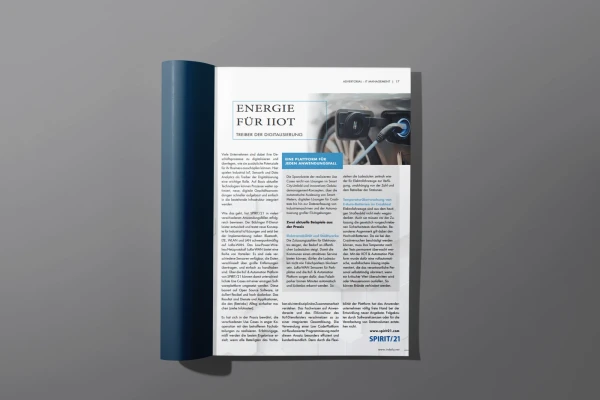 Eine aufgeklappte Zeitschrift mit dem ver&ouml;ffentlichten Beitrag | SPIRIT/21