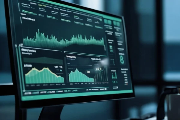 Computer und Dashboard für die Analyse von Unternehmensdaten auf einem Monitor | SPIRIT/21