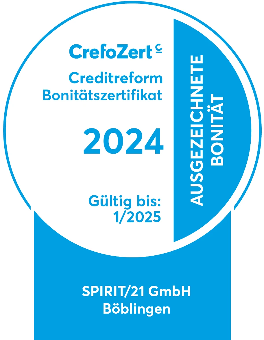 CrefoZert f&uuml;r ausgezeichnete Bonit&auml;t der SPIRIT/21 | SPIRIT/21